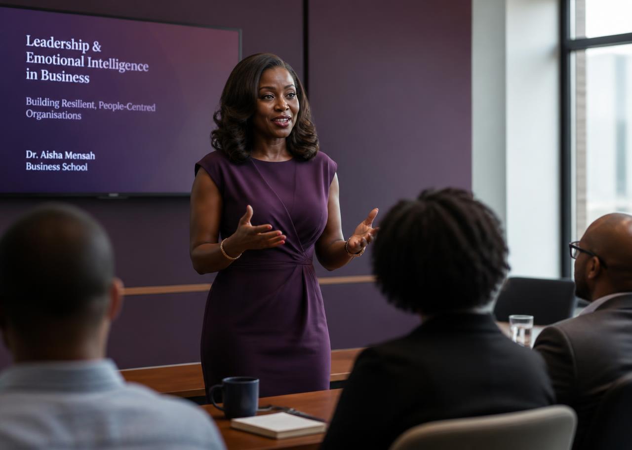 Dr Abimbola Adegbuyi speaking to an audience