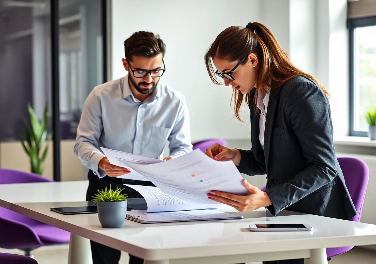 Two professionals reviewing strategy documents