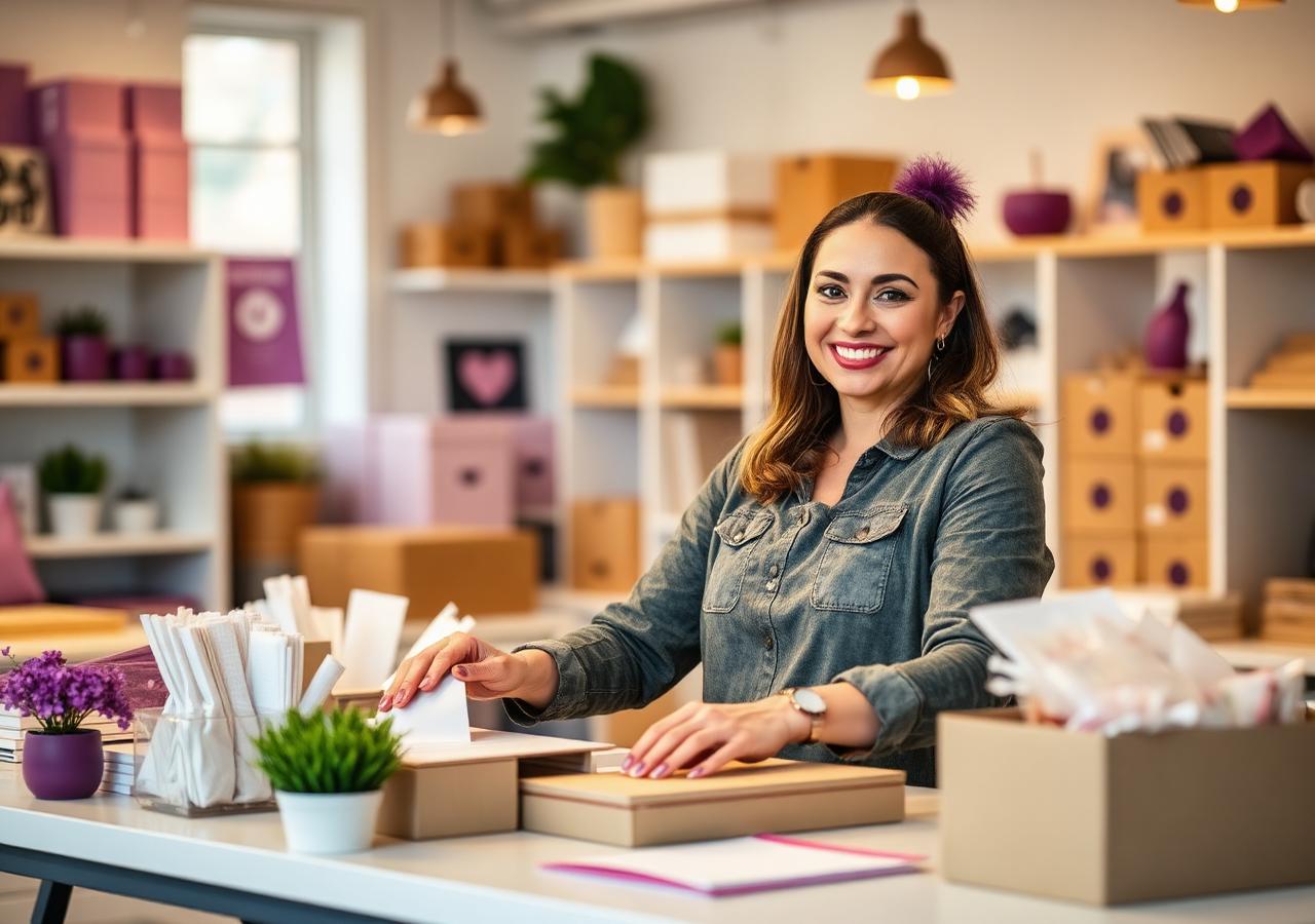 Small business owner preparing customer orders